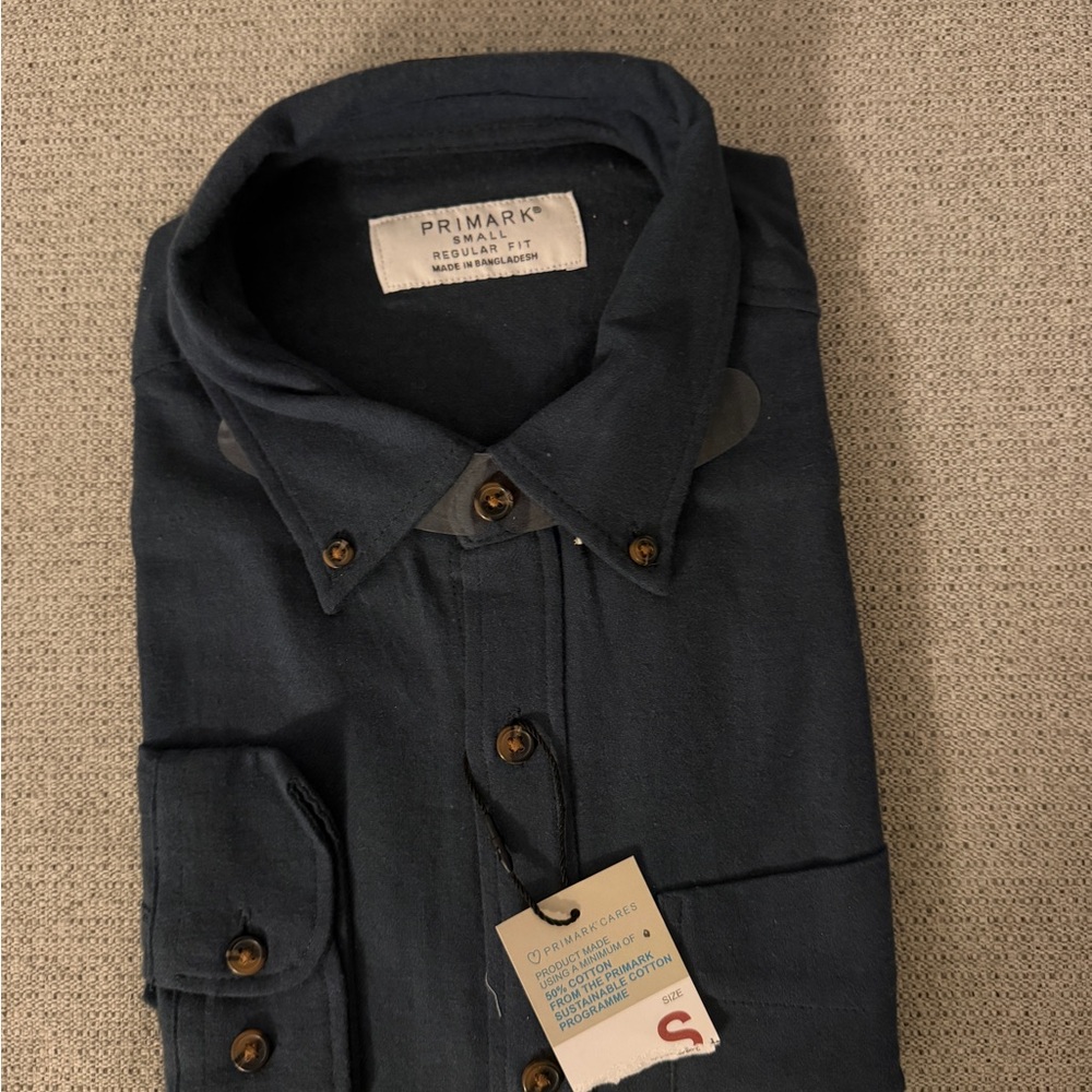 Primark Dark Blue Shirt with Brown Accents